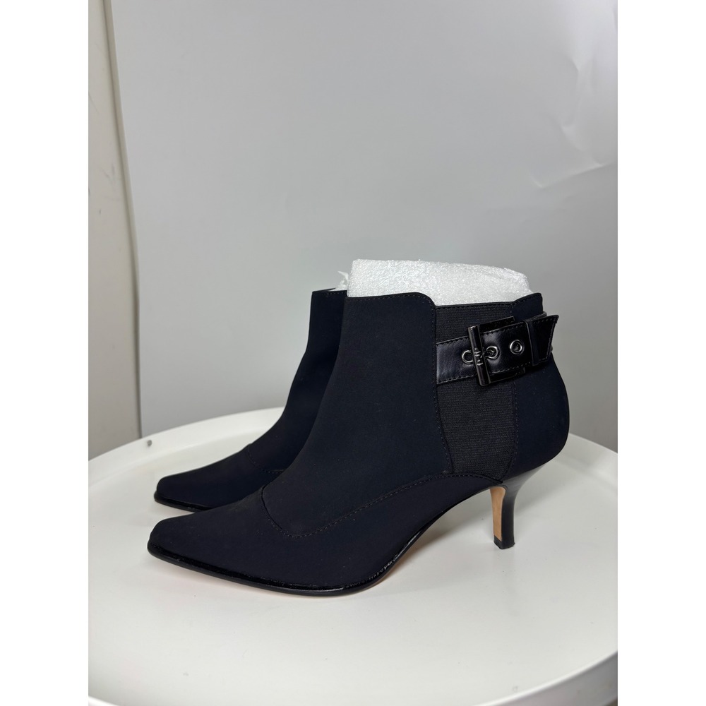 Donald J Pliner Black Fabric Pointed Toe Kitten Heel Ankle Boots 7